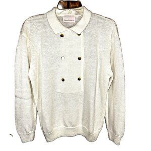 VTG Haberdasher Ivory Knit Sweater S Ramie Cotton Cottagecore Coastal Grandma